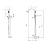 Phoenix Vivid Slimline Floor Mounted Bath Mixer w/ Hand Shower Brushed Nickel